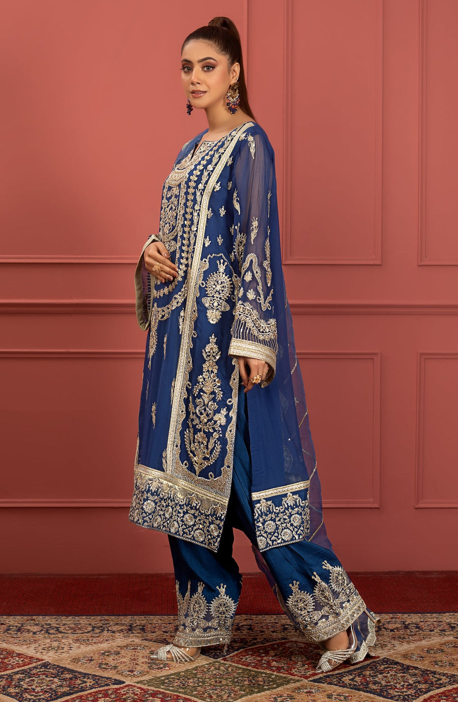 Freesia Premium Mohagney Luxury Chiffon Unstitched Formal Dress - Naazli