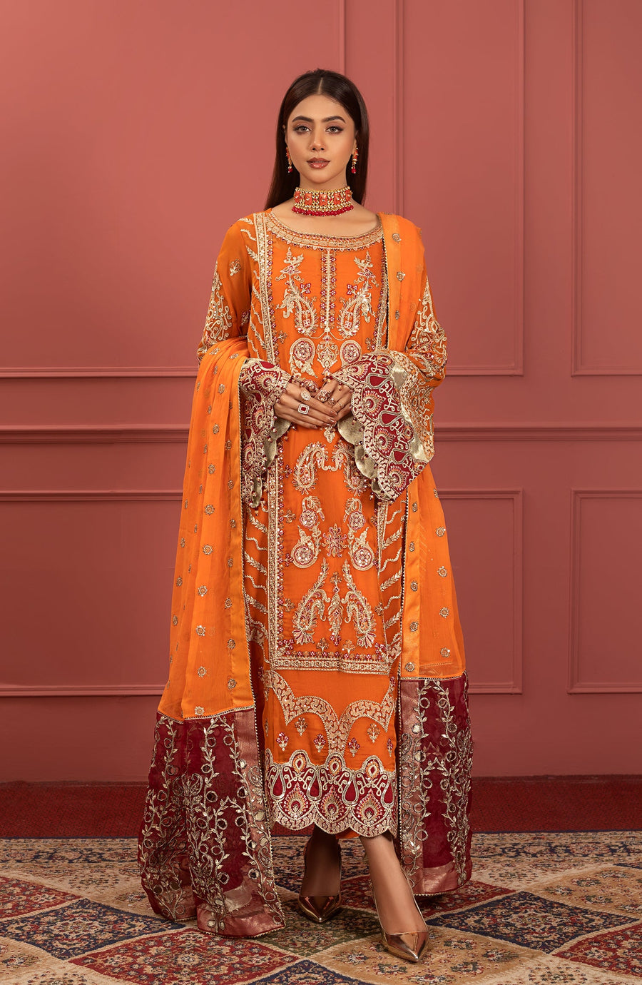 Freesia Premium Mohagney Luxury Chiffon Unstitched Formal Dress - Gulistan