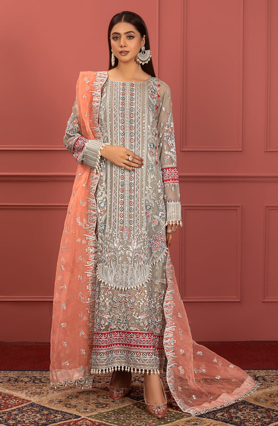 Freesia Premium Mohagney Luxury Chiffon Unstitched Formal Dress - Aveena