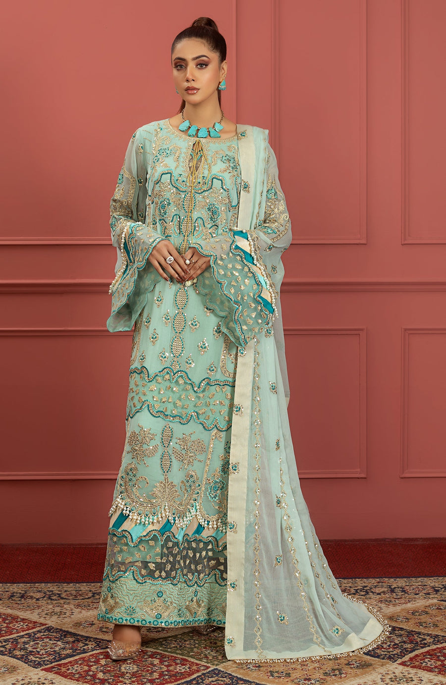 Freesia Premium Mohagney Luxury Chiffon Unstitched Formal Dress - Zarie