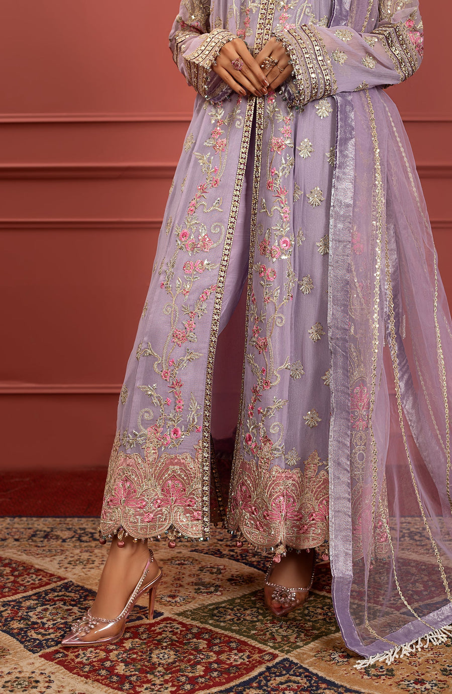 Freesia Premium Mohagney Luxury Chiffon Unstitched Formal Dress - Misha