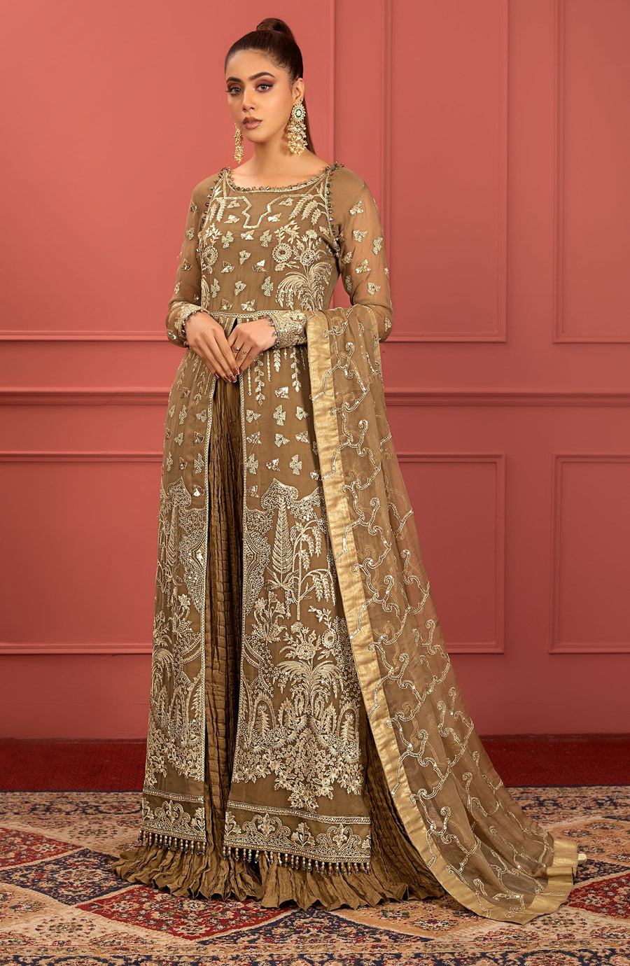 Freesia Premium Mohagney Luxury Chiffon Unstitched Formal Dress - Ameera