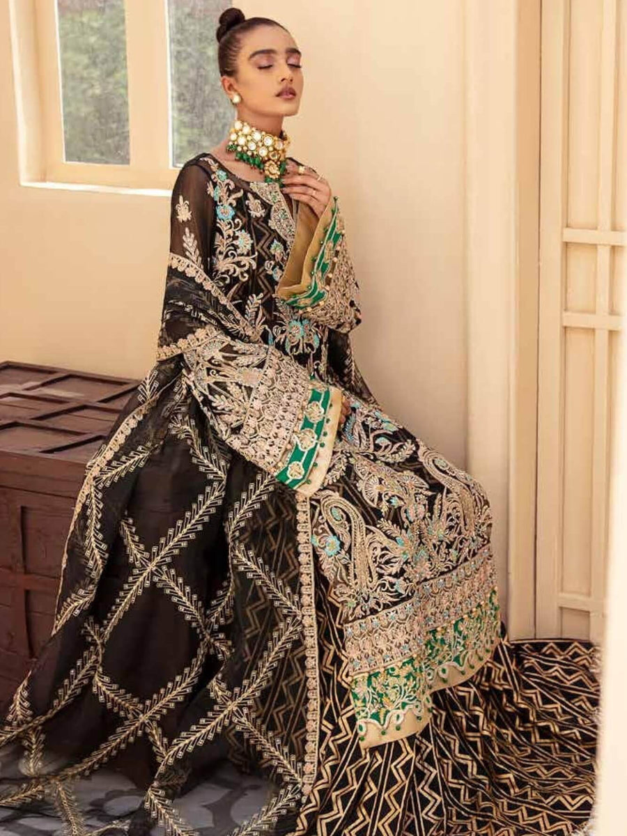 Maryum N Maria Freesia Wedding Chiffon Unstitched 3 Piece Suit FH-04 - FaisalFabrics.pk