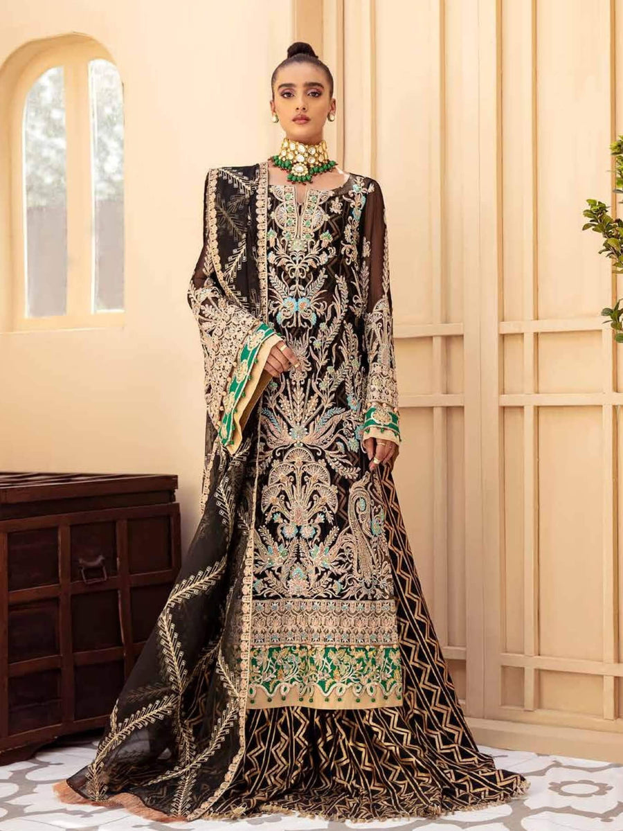 Maryum N Maria Freesia Wedding Chiffon Unstitched 3 Piece Suit FH-04 - FaisalFabrics.pk