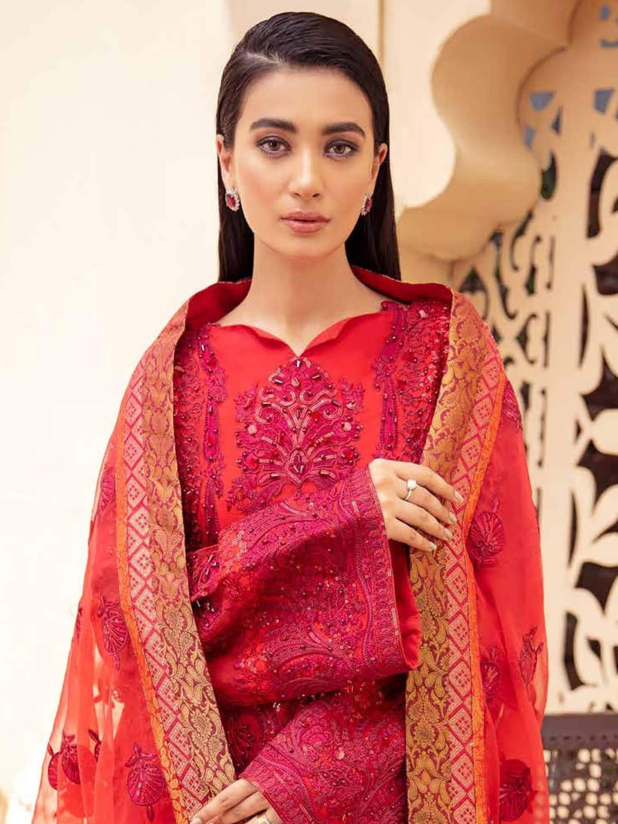Maryum N Maria Freesia Wedding Chiffon Unstitched 3 Piece Suit FH-05 - FaisalFabrics.pk