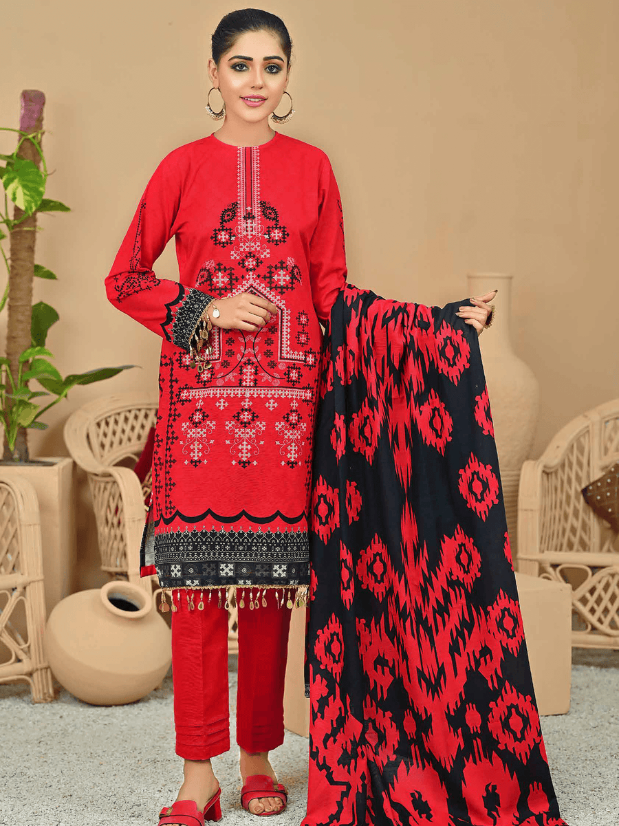Fiza Noor Zarminay Digital Printed Khaddar Unstitched 3Pc Suit D-10