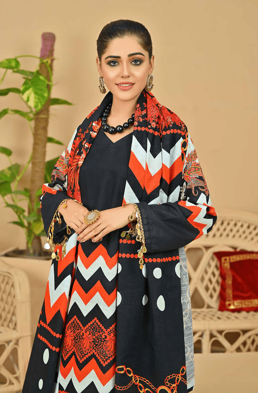 Fiza Noor Zarminay Digital Printed Khaddar Unstitched 3Pc Suit D-09
