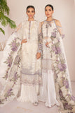 Baroque Embroidered Chiffon 3 Piece Suit Blue Fantasy D-03 FLO WHITE