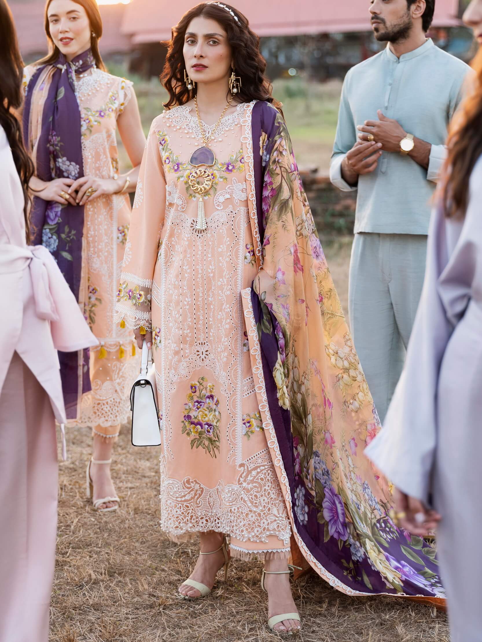 Mushq Lawana Embroidered Luxury Lawn Unstitched 3Pc Suit MSL-23-16 Fah