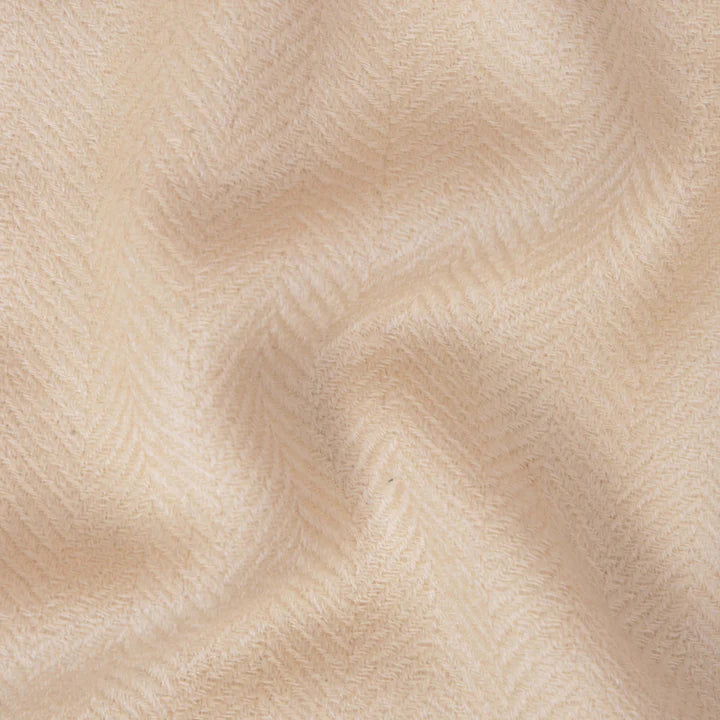 Dynasty Lux Herringbone Men's Blended Wool Shawl - Fawn