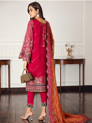 Jazmin Festive Chiffon Unstitched 3 Piece Embroidered Suit D-03 Ruby Raj - FaisalFabrics.pk
