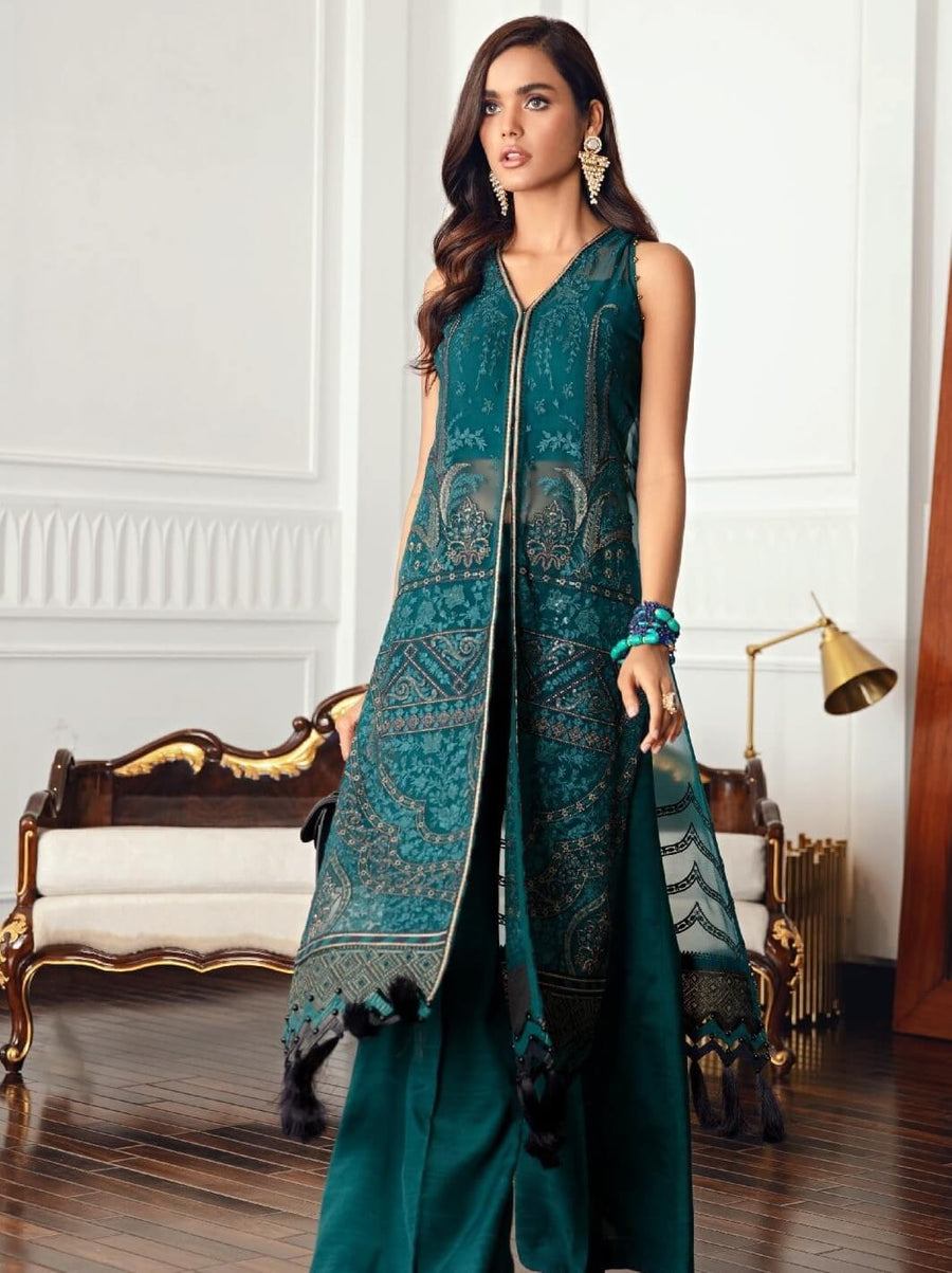 Jazmin Festive Chiffon Unstitched 3 Piece Embroidered Suit D-05 Emira - FaisalFabrics.pk