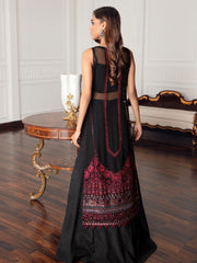 Jazmin Festive Chiffon Unstitched 3 Piece Embroidered Suit D-08 Black Rococo - FaisalFabrics.pk