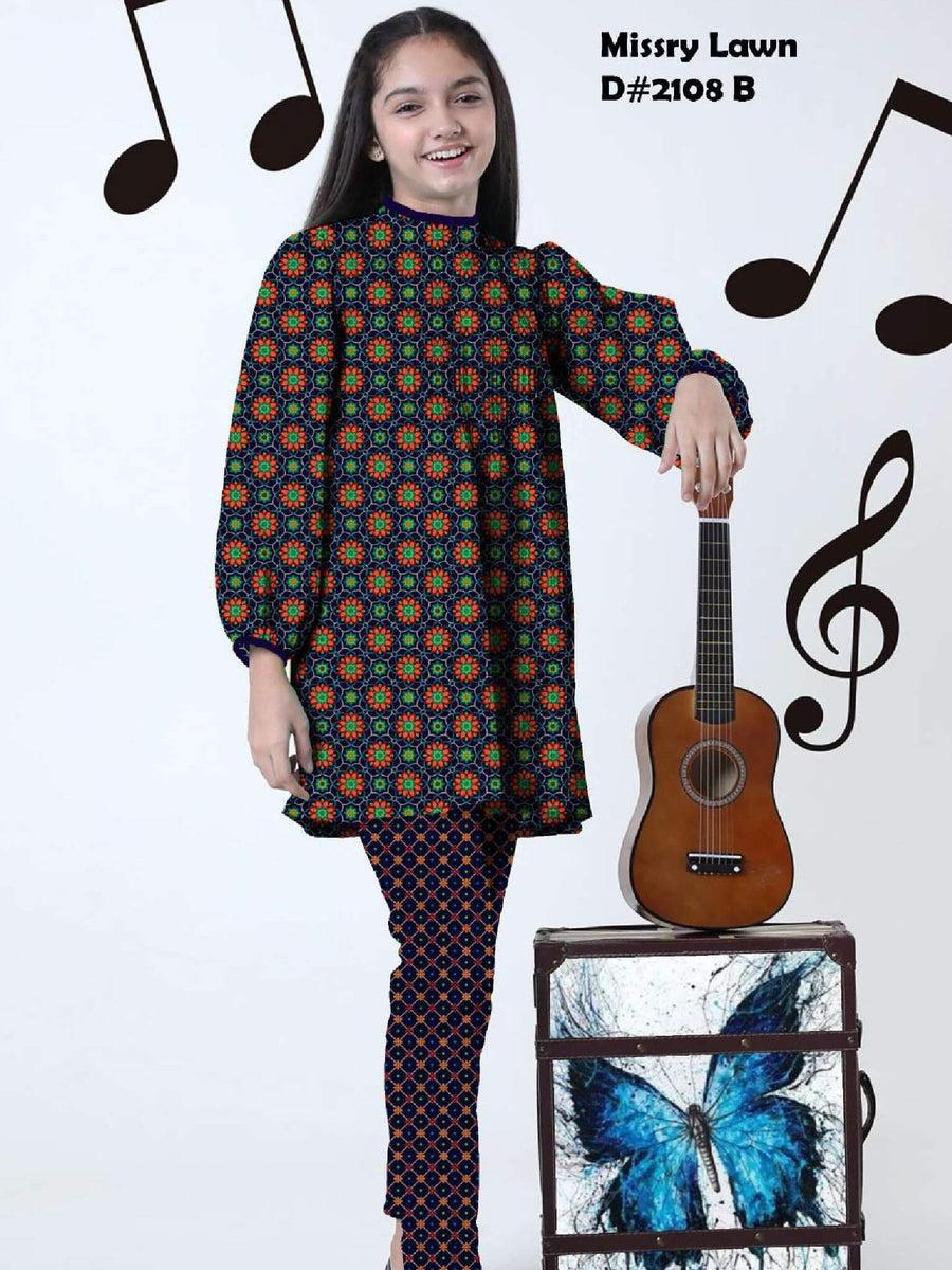 Five Star Missry Lawn Unstitched 2PC Summer Printed Lawn Suits D-2108B - FaisalFabrics.pk