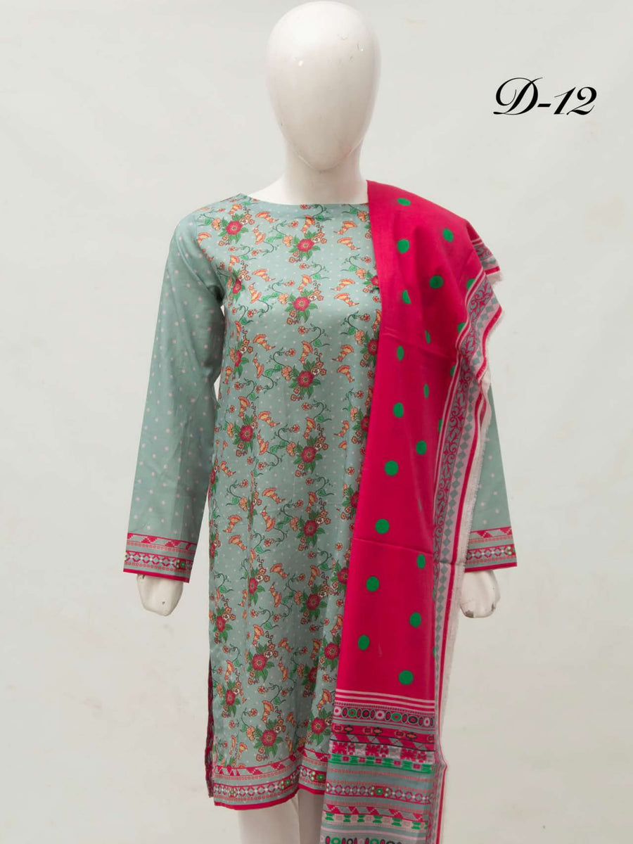 Fragrant Spring Summer Unstitched 2 Piece Printed Lawn Suit D-12 - FaisalFabrics.pk