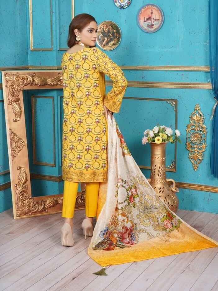 Fragrant Lawn Eid Collection 2021 Unstitched 3 Piece Embroidered Suit D-04 - FaisalFabrics.pk