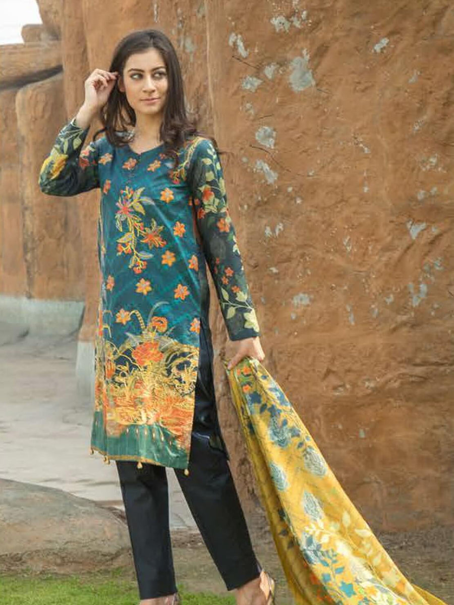 Fragrant Summer Unstitched Lawn 3 Piece Embroidered Suit D-01 - FaisalFabrics.pk