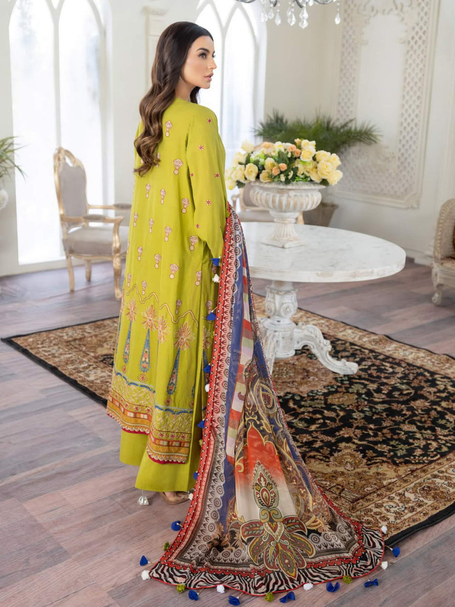 Maryum N Maria Freesia Luxury Lawn 3 Piece Embroidered Suit FL-02 - FaisalFabrics.pk