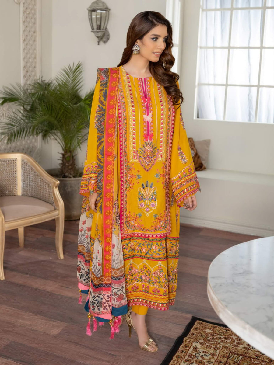 Maryum N Maria Freesia Luxury Lawn 3 Piece Embroidered Suit FL-09 - FaisalFabrics.pk