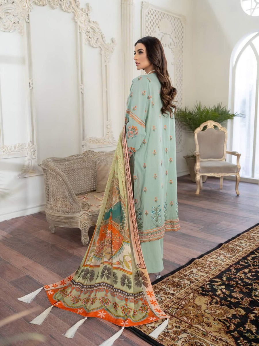 Maryum N Maria Freesia Luxury Lawn 3 Piece Embroidered Suit FL-01 - FaisalFabrics.pk