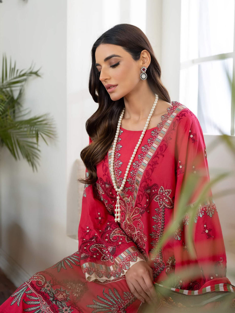 Maryum N Maria Freesia Luxury Lawn 3 Piece Embroidered Suit FL-04 - FaisalFabrics.pk