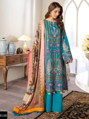 Maryum N Maria Freesia Luxury Lawn 3 Piece Embroidered Suit FL-07 - FaisalFabrics.pk