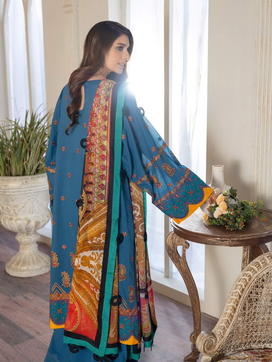 Maryum N Maria Freesia Luxury Lawn 3 Piece Embroidered Suit FL-10 - FaisalFabrics.pk