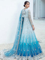 Maryum N Maria Freesia Wedding Organza 3pc Suit F-03 Ocean Drift - FaisalFabrics.pk
