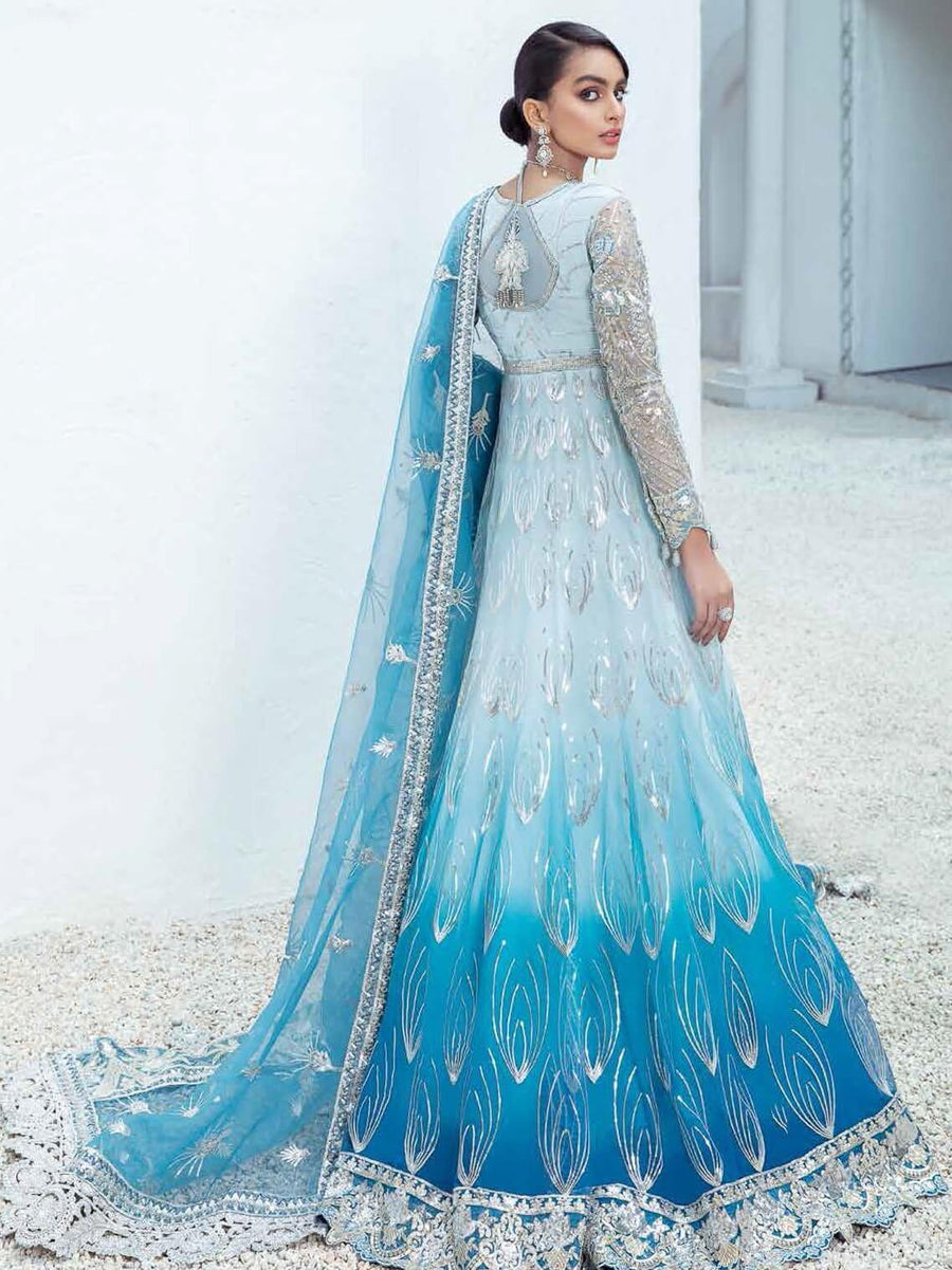 Maryum N Maria Freesia Wedding Organza 3pc Suit F-03 Ocean Drift - FaisalFabrics.pk