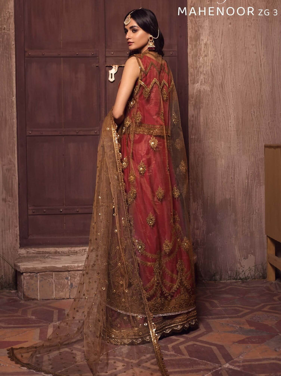 Ghazal by Zarif Festive unstitched Chiffon 3 Piece Suit ZG-03 Mahenoor - FaisalFabrics.pk