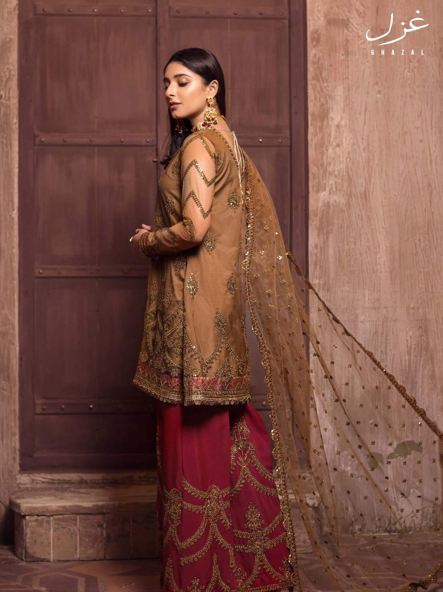Ghazal by Zarif Festive unstitched Chiffon 3 Piece Suit ZG-03 Mahenoor - FaisalFabrics.pk