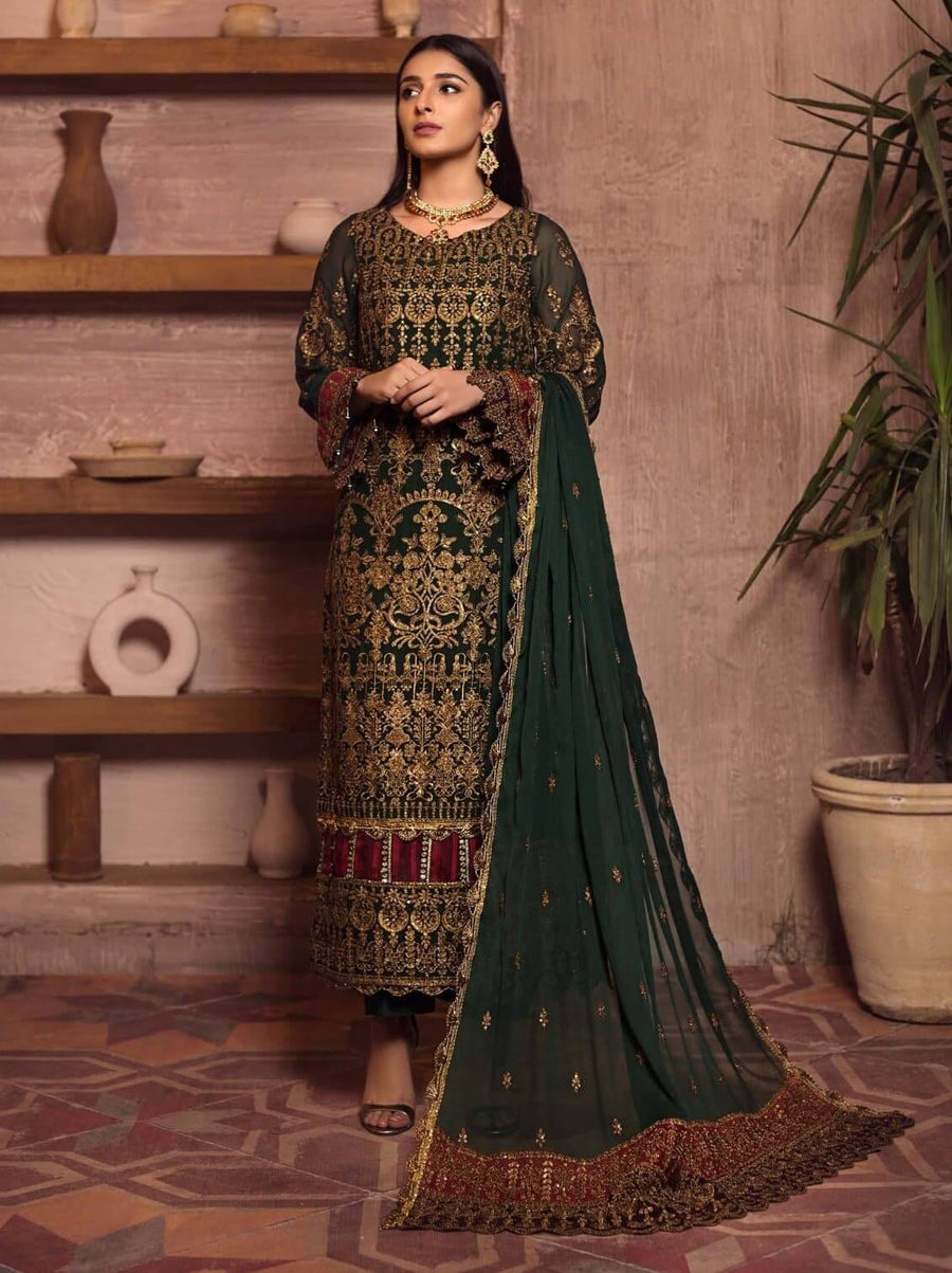 Ghazal by Zarif Festive unstitched Chiffon 3 Piece Suit ZG-04 Riwayat - FaisalFabrics.pk