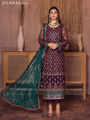 Ghazal by Zarif Festive unstitched Chiffon 3 Piece Suit ZG-08 Dilnaaz - FaisalFabrics.pk