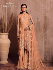 Ghazal by Zarif Festive unstitched Chiffon 3 Piece Suit ZG-10 Sarang - FaisalFabrics.pk