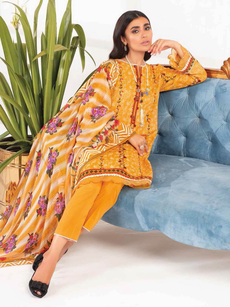 Gul Ahmed Premium Embroidered Lawn 3Pc Suit BCT-46 - FaisalFabrics.pk