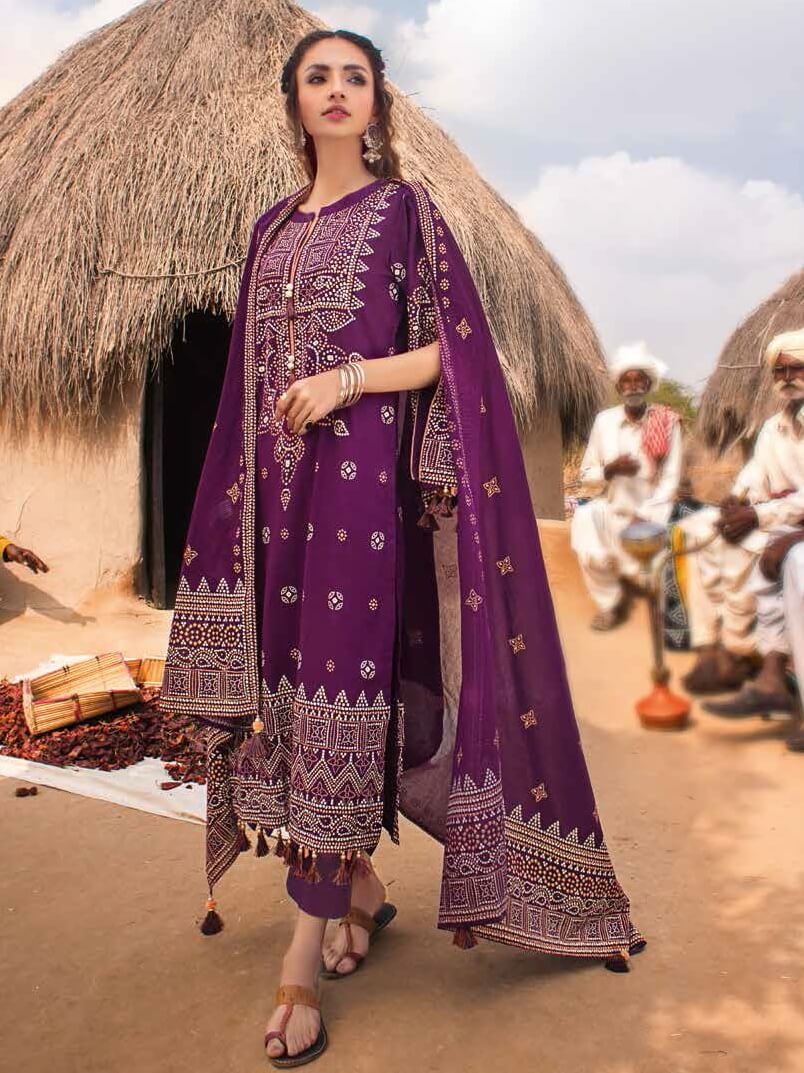 Gul Ahmed Chunri Printed Lawn 3Pc Suit CL-22135A - FaisalFabrics.pk