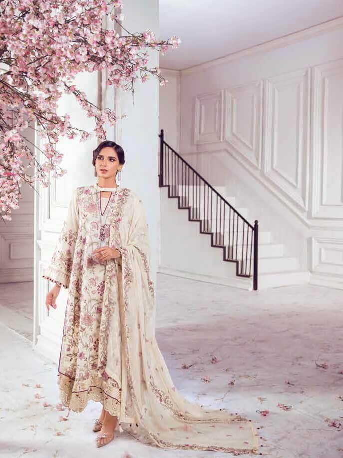 Gul Ahmed Premium Embroidered Swiss Voil 3Pc Suit LSV-22005 - FaisalFabrics.pk