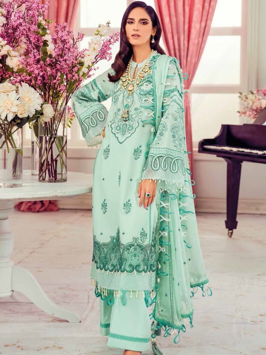 Gul Ahmed Premium Embroidered Swiss Voil 3Pc Suit LSV-22009 - FaisalFabrics.pk