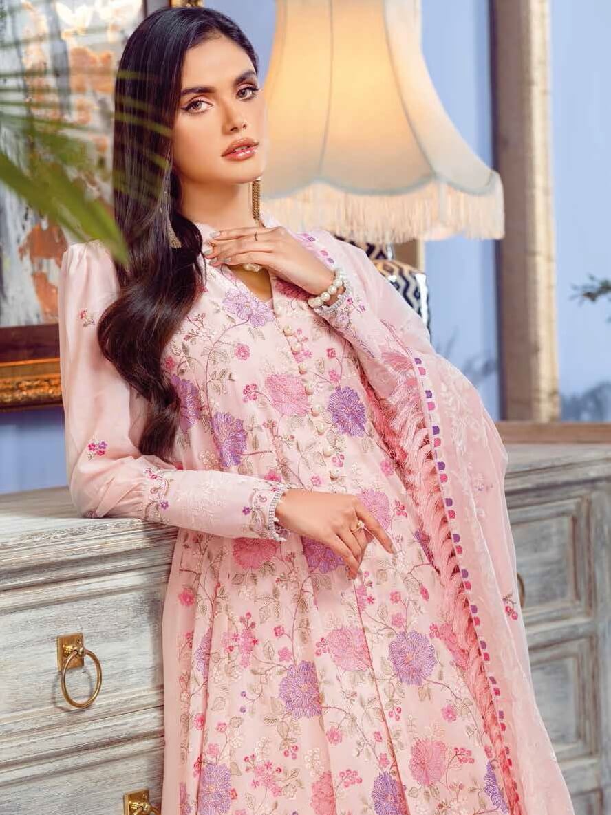 Gul Ahmed Premium Embroidered Swiss Voil 3Pc Suit LSV-22013 - FaisalFabrics.pk