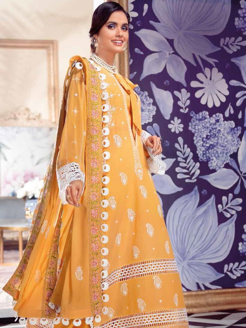 Gul Ahmed Premium Embroidered Swiss Voil 3Pc Suit LSV-22016 - FaisalFabrics.pk