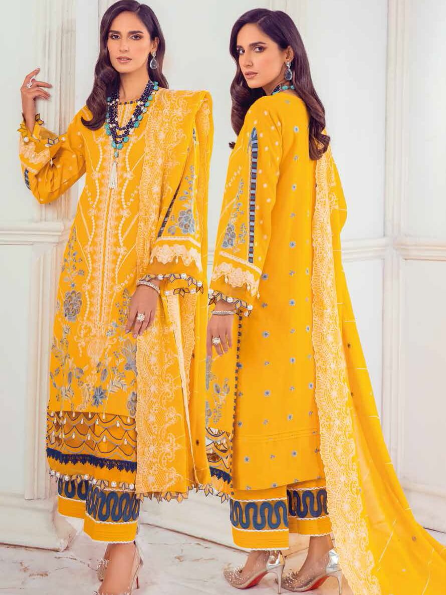 Gul Ahmed Premium Embroidered Swiss Voil 3Pc Suit LSV-22026 - FaisalFabrics.pk