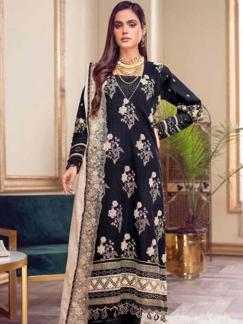 Gul Ahmed Premium Embroidered Swiss Voil 3Pc Suit LSV-22032 - FaisalFabrics.pk