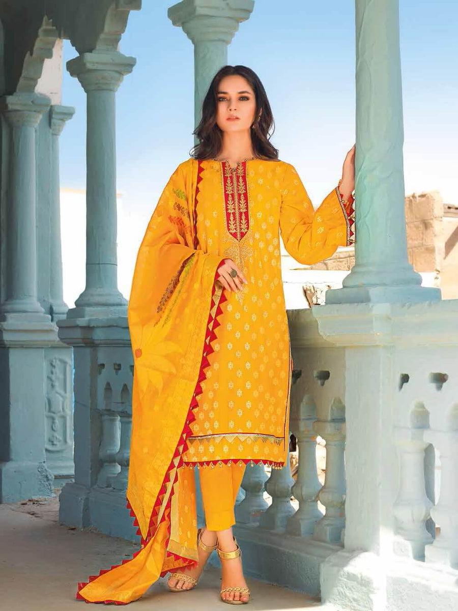 Gul Ahmed Premium Embroidered Lawn 3Pc Suit MJ-12087 - FaisalFabrics.pk