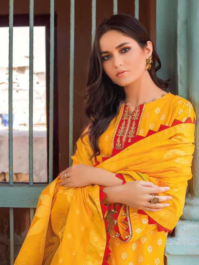 Gul Ahmed Premium Embroidered Lawn 3Pc Suit MJ-12087 - FaisalFabrics.pk