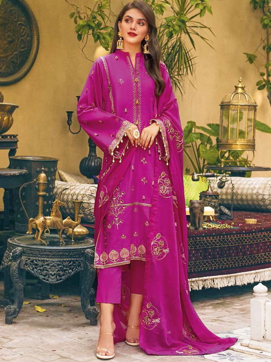 Gul Ahmed Premium Embroidered Lawn 3Pc Suit PM-12019 - FaisalFabrics.pk