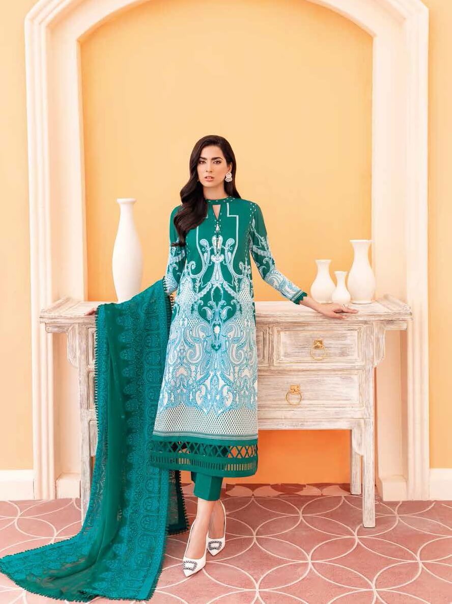 Gul Ahmed Premium Embroidered Lawn 3Pc Suit PM-22020 - FaisalFabrics.pk