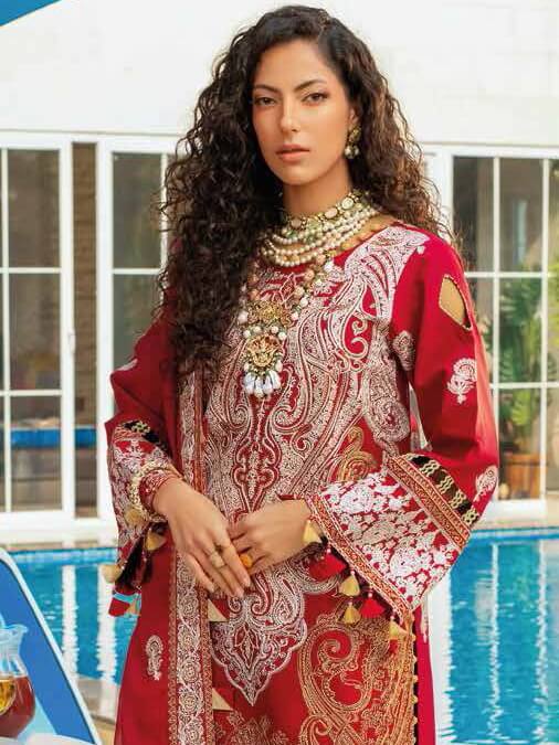 Gul Ahmed Premium Embroidered Lawn 3Pc Suit PM-381 - FaisalFabrics.pk