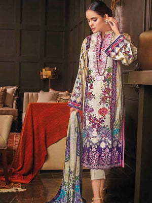 Gul Ahmed Premium Embroidered Lawn 3Pc Suit SSM-12007 - FaisalFabrics.pk
