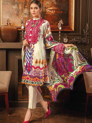 Gul Ahmed Premium Embroidered Lawn 3Pc Suit SSM-12008 - FaisalFabrics.pk