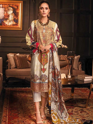 Gul Ahmed Premium Embroidered Lawn 3Pc Suit SSM-12010 - FaisalFabrics.pk